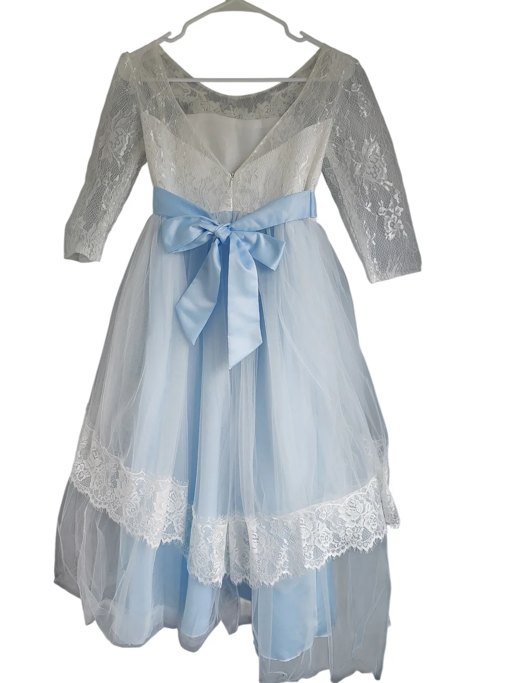 Girls Light Blue and White Lace Princess Costume Dress